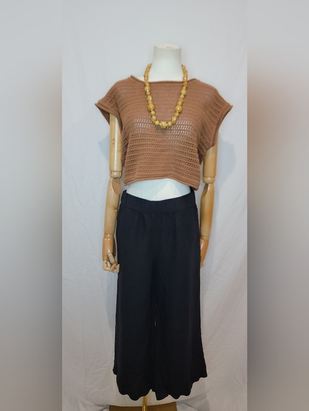 Altar'd State Brown Crocheted Boxy Muscle Sweater, Size Small